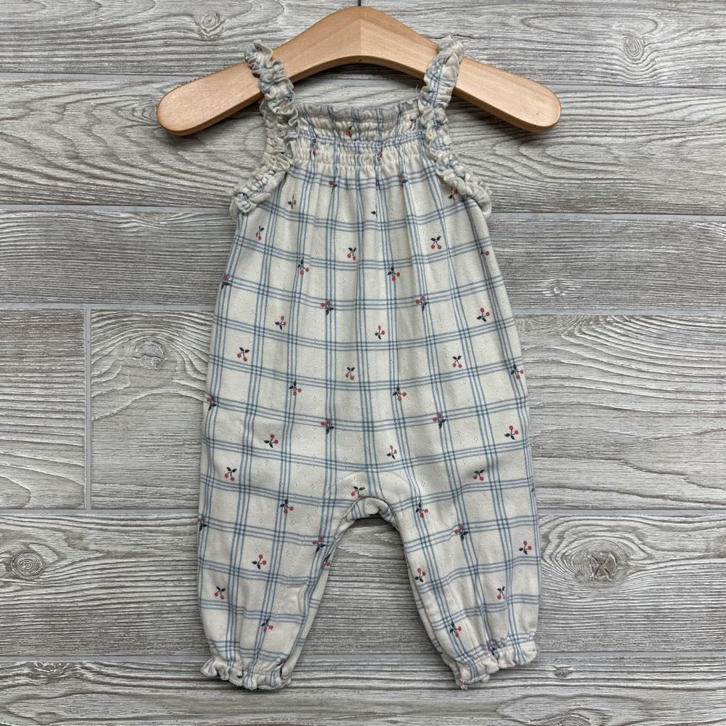 Smocked Jumper Ruffle Strap Flowers 3-6M