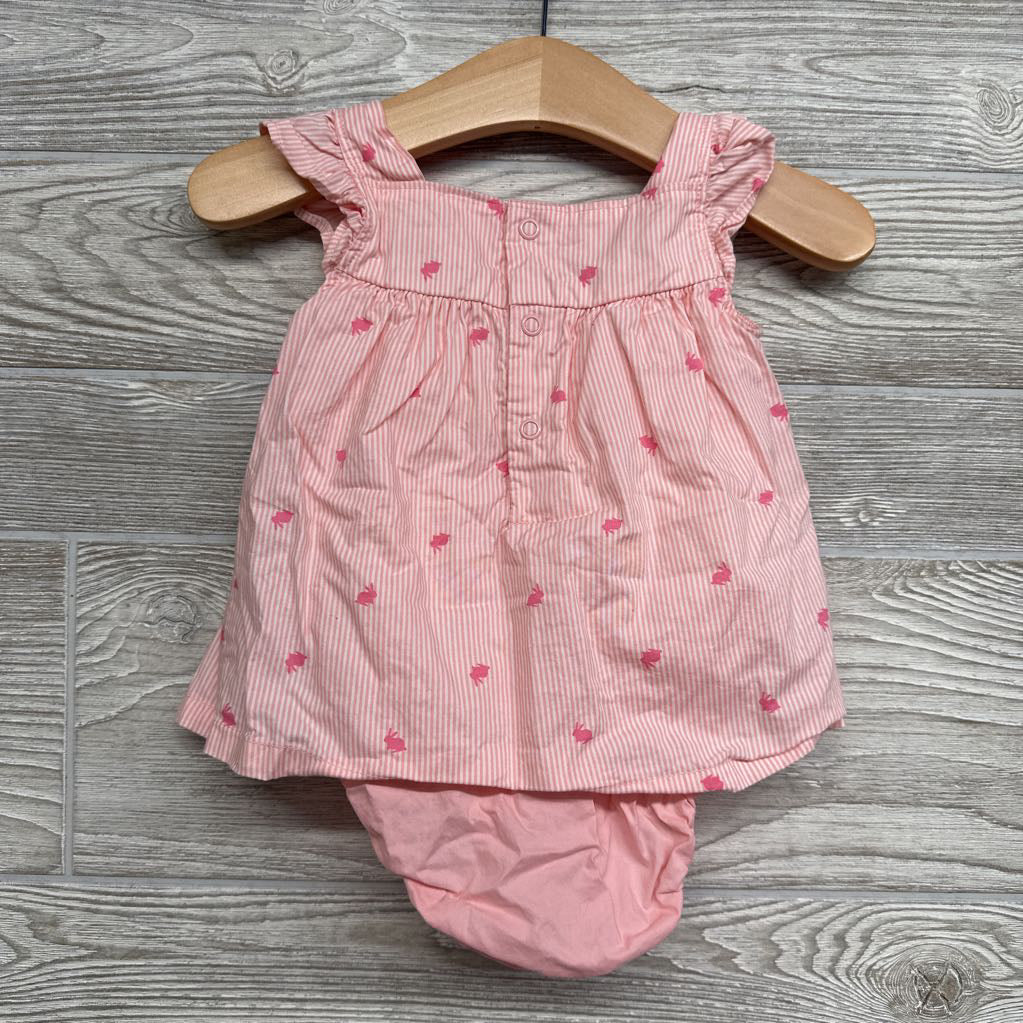 Flutter Sleeve Sunsuit Rabbits & Stripes 6M