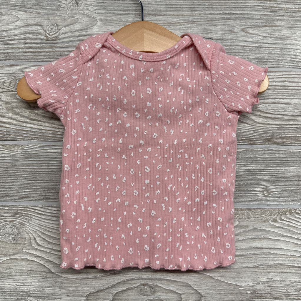 Ribbed Lettuce Trim Shirt Animal Print 6M