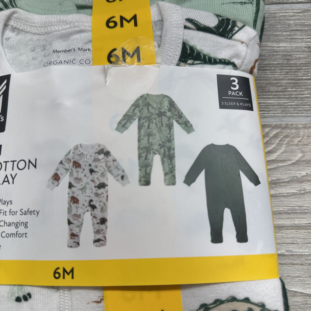 NEW 3 Pk Organic Sleep & Play Sleepers 6M