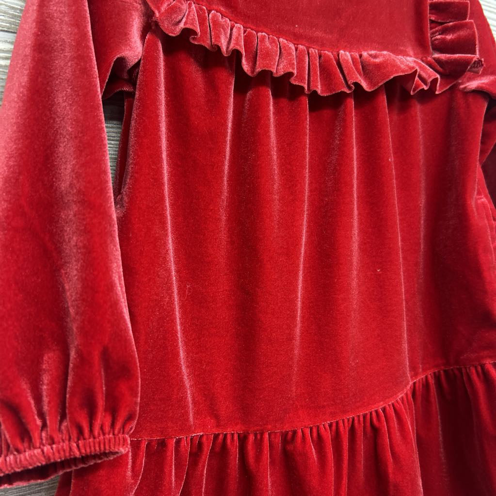 Tiered Velour LS Dress Ruffles 2t