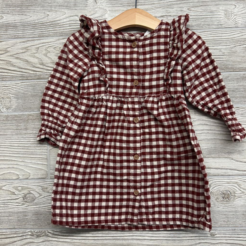 Gingham Button Up LS Dress 24M