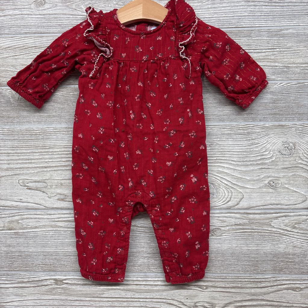Outfit Ruffle Sleeve Flowers Glitter Stripes 3-6M
