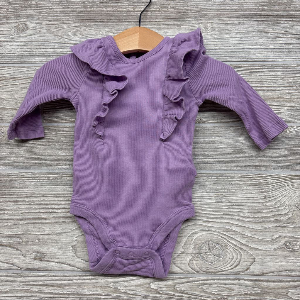 Ribbed LS Ruffle Bodysuit 3-6M