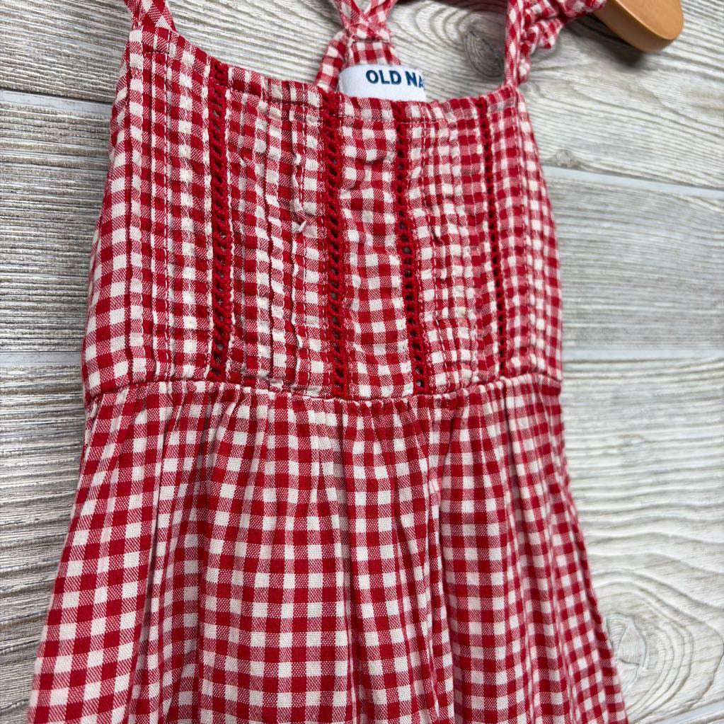 Gingham Flutter Strap Dress 2t
