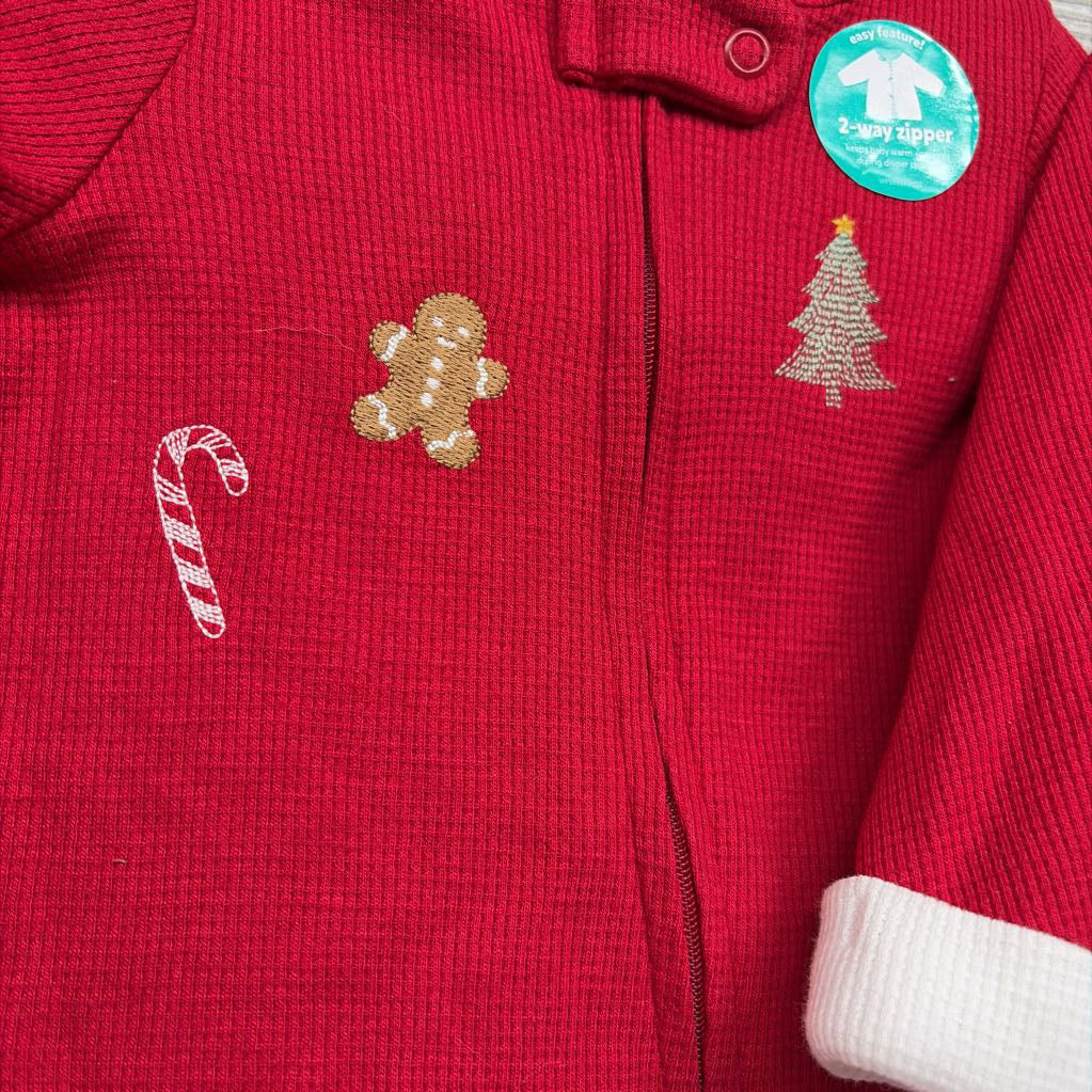 NEW Waffle Knit Sleeper Candy Cane, Gingerbread Man 0-3M