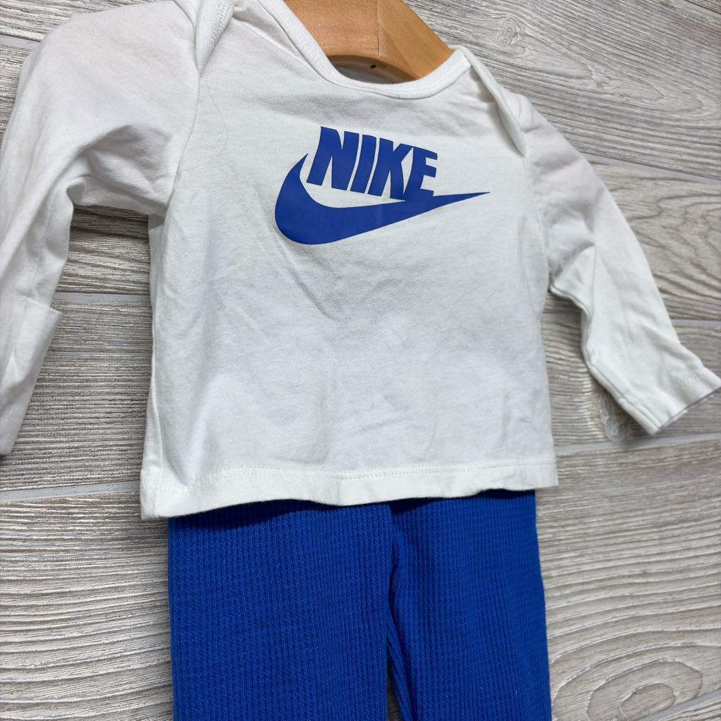 LS Shirt Swoosh, Waffle Knit Footed Pants & Hat 3M