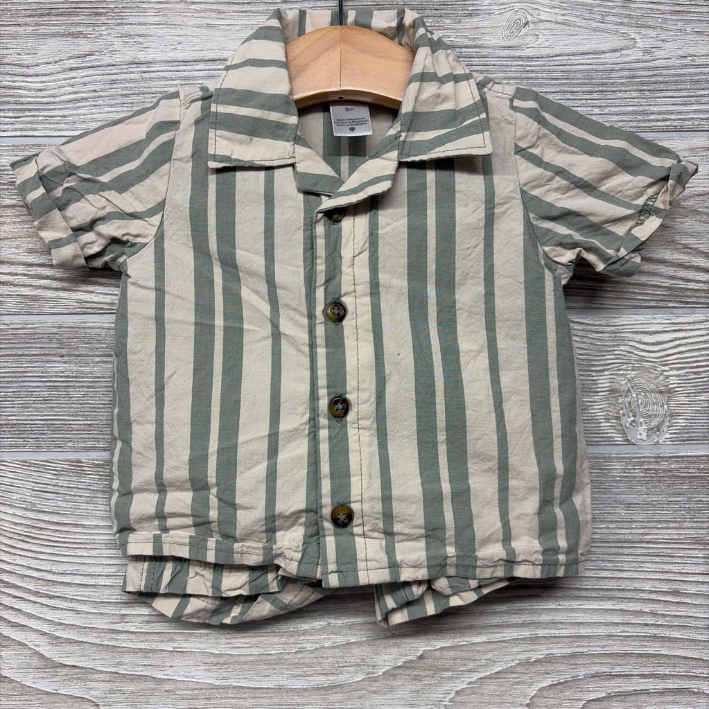 Button Up Shirt & Shorts Stripes 3M