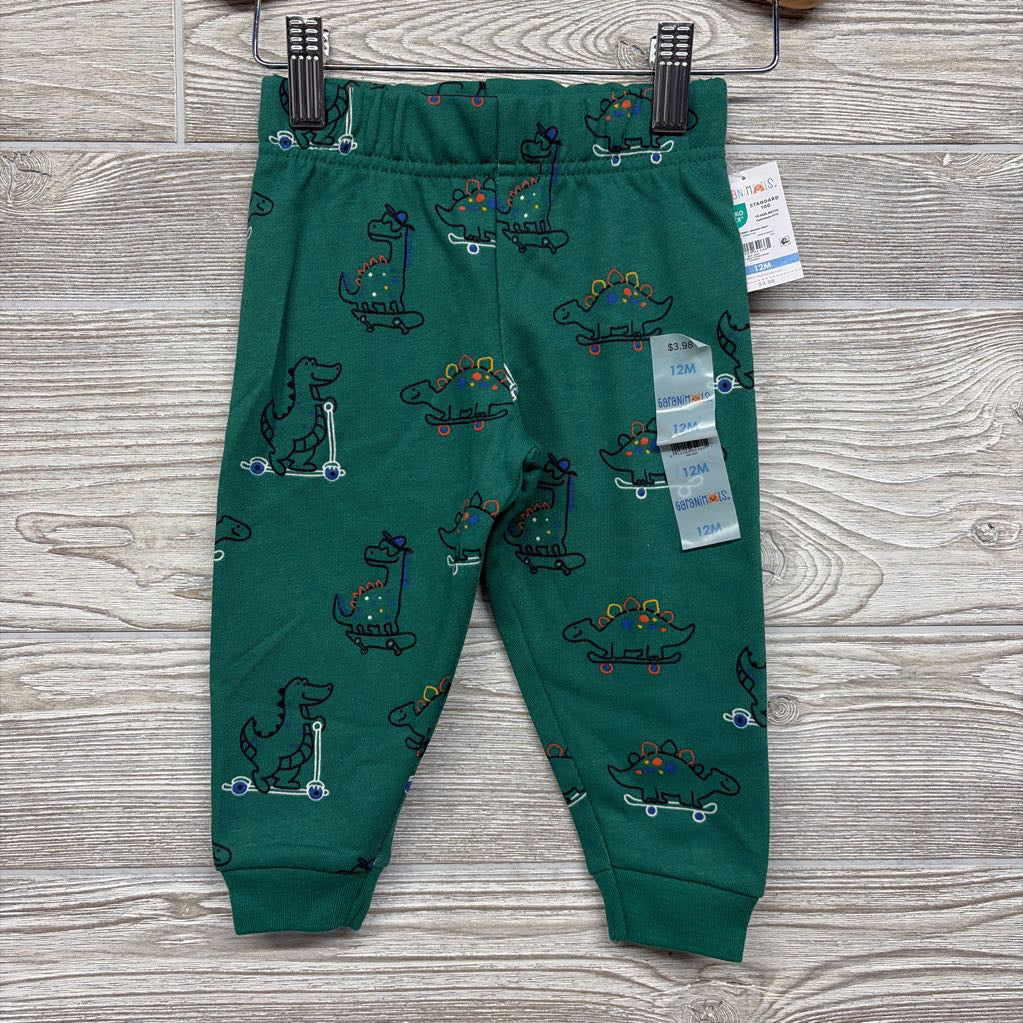 NEW French Terry Joggers Dinosaurs Skateboarding 12M