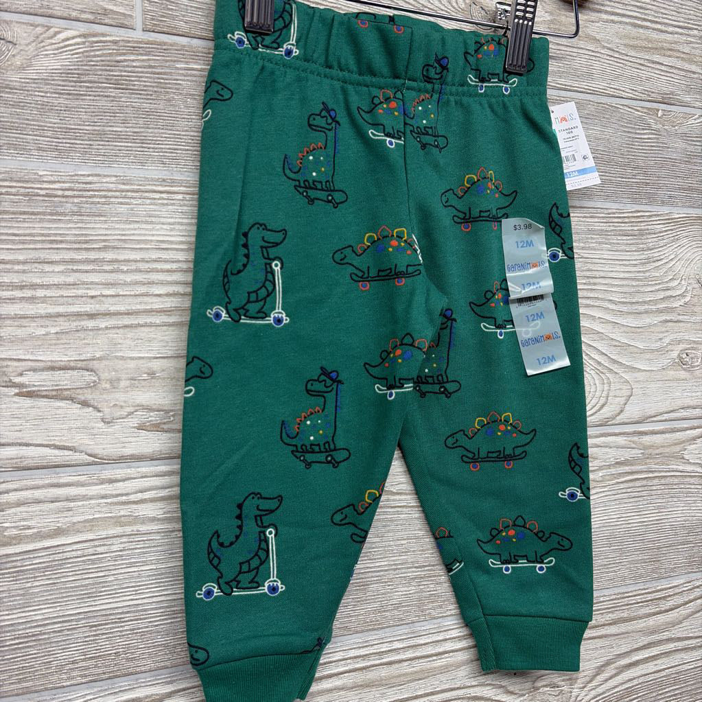 NEW French Terry Joggers Dinosaurs Skateboarding 12M