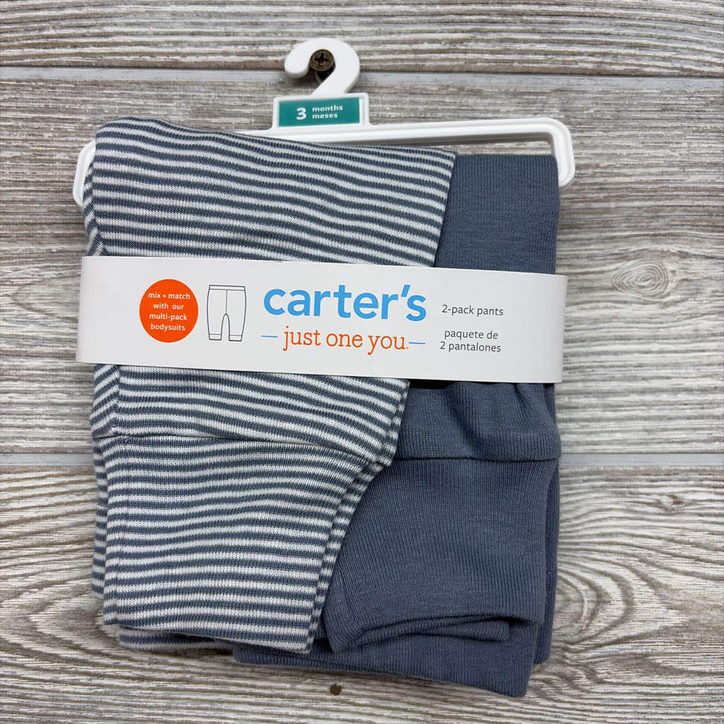 NEW 2 Pk Pants Stripes Solid 3M