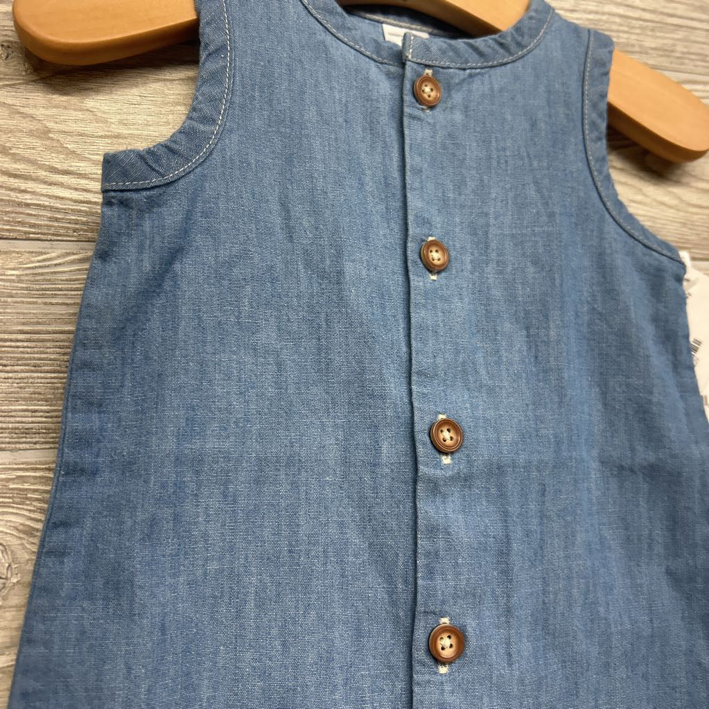NEW Chambray Tank Button Up Shorty Romper 6M