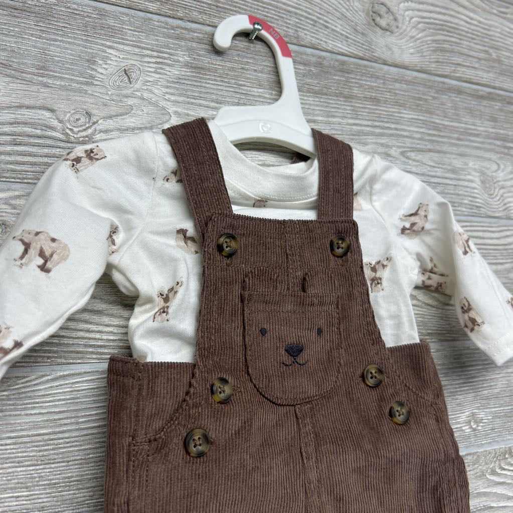 NEW Cord Overalls & LS Shirt Bears NB
