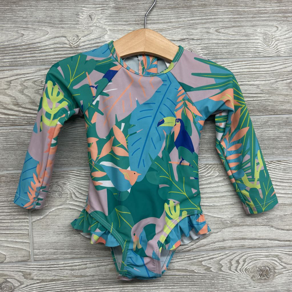 LS Swimsuit Tucan Birds & Leaves 12-18M