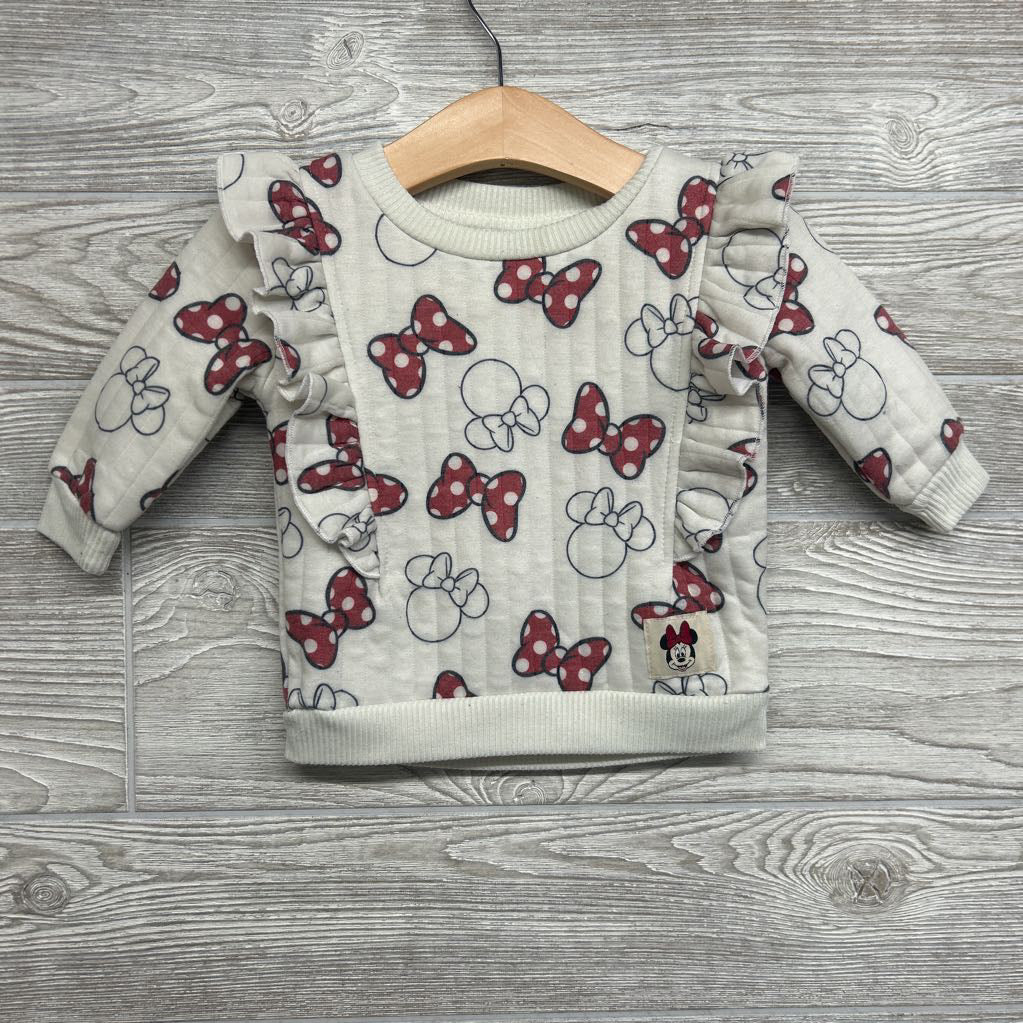 Crewneck Ribbed Ruffles Minnie Mouse Bow 18M