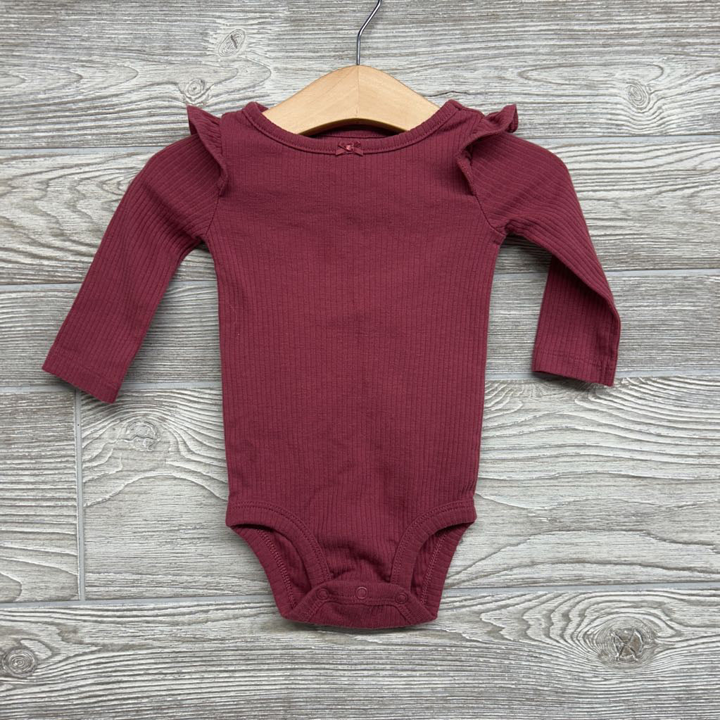 Ribbed Bodysuit Ruffle Shoulder 6M