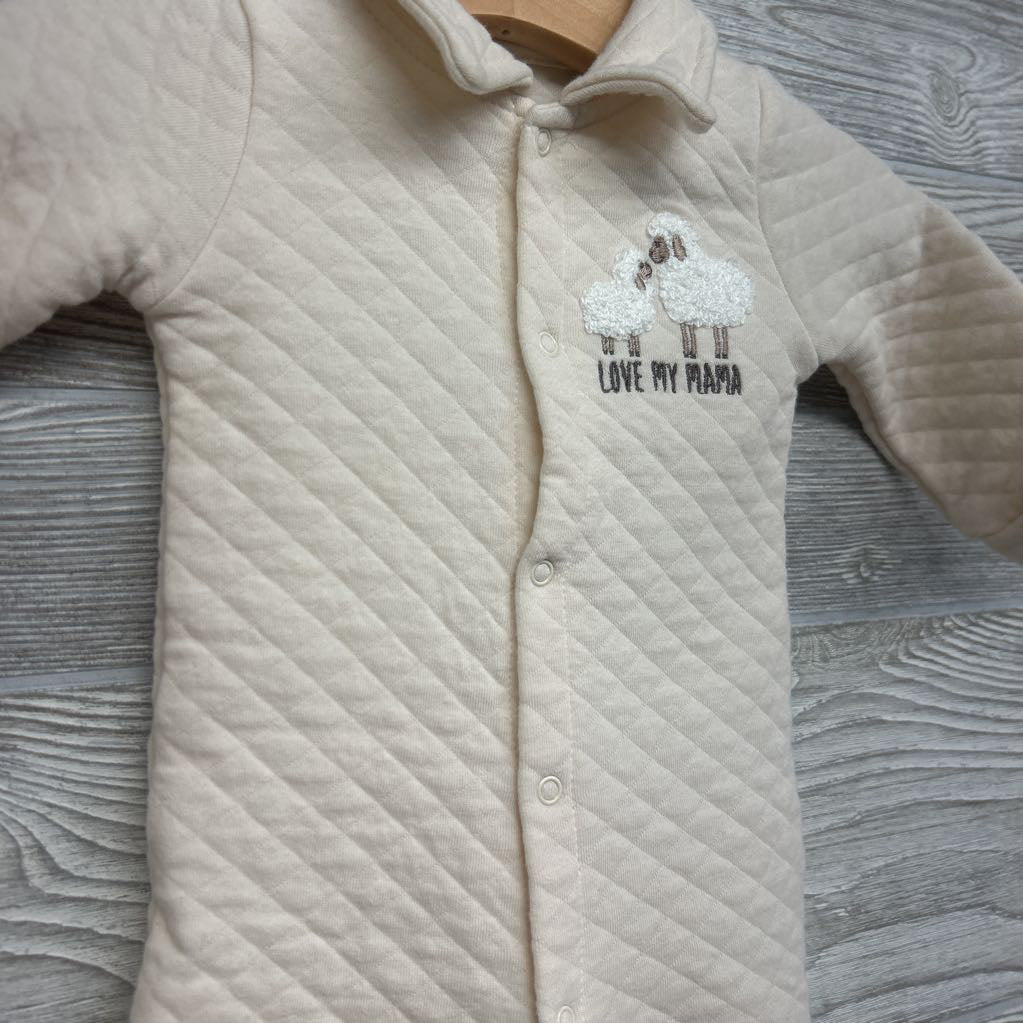 Organic Snap Up Quilted Outfit Animals 3-6M