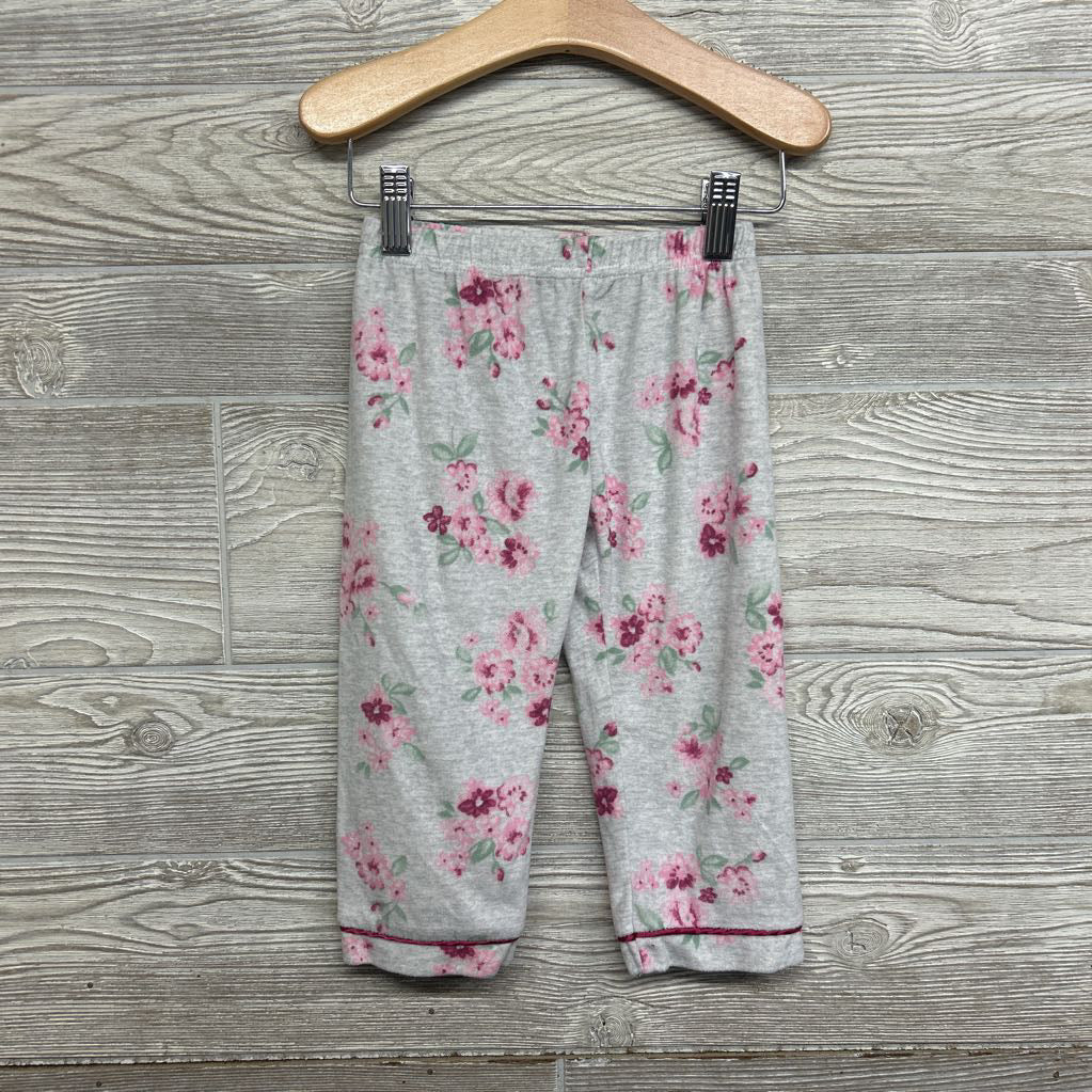 2 Pc LS Button Up Cozy PJs Flowers 2T