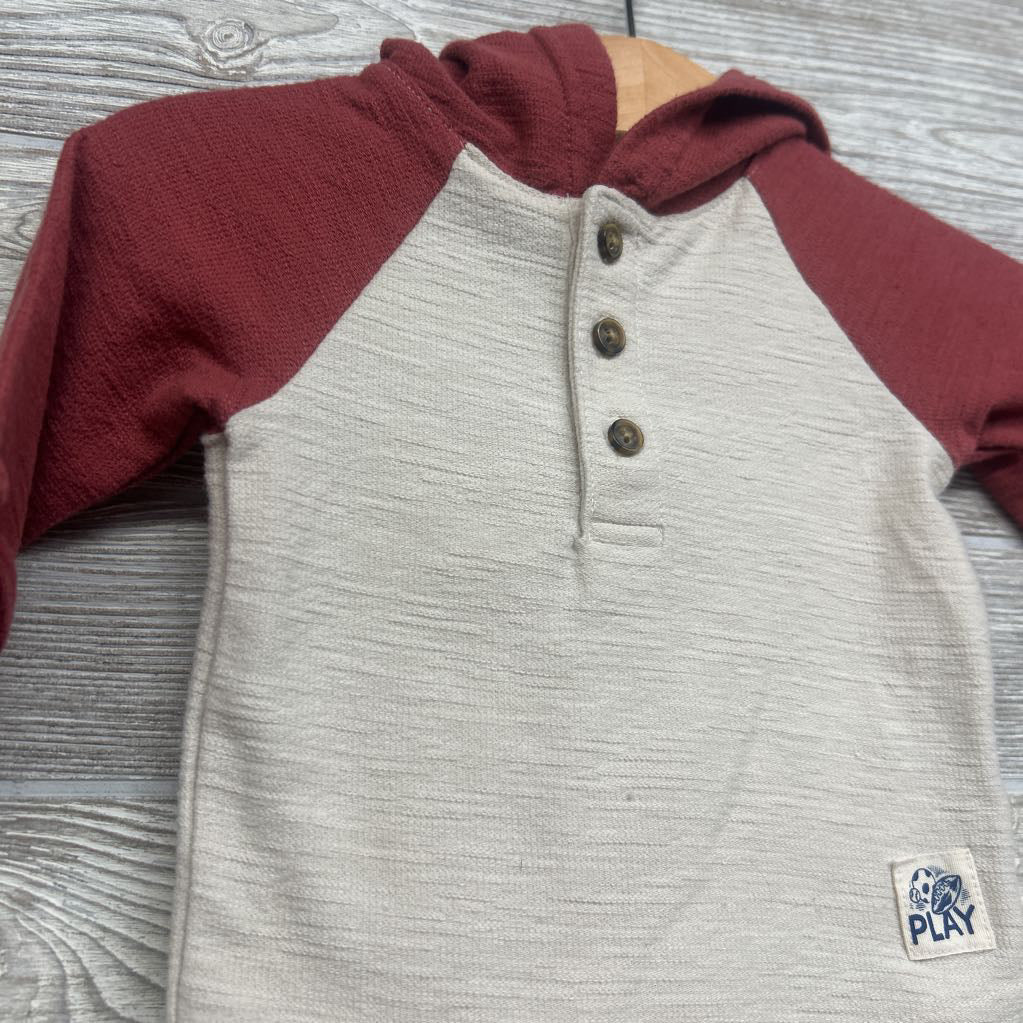 LS Textured Henley Shirt W/ Hood 3M