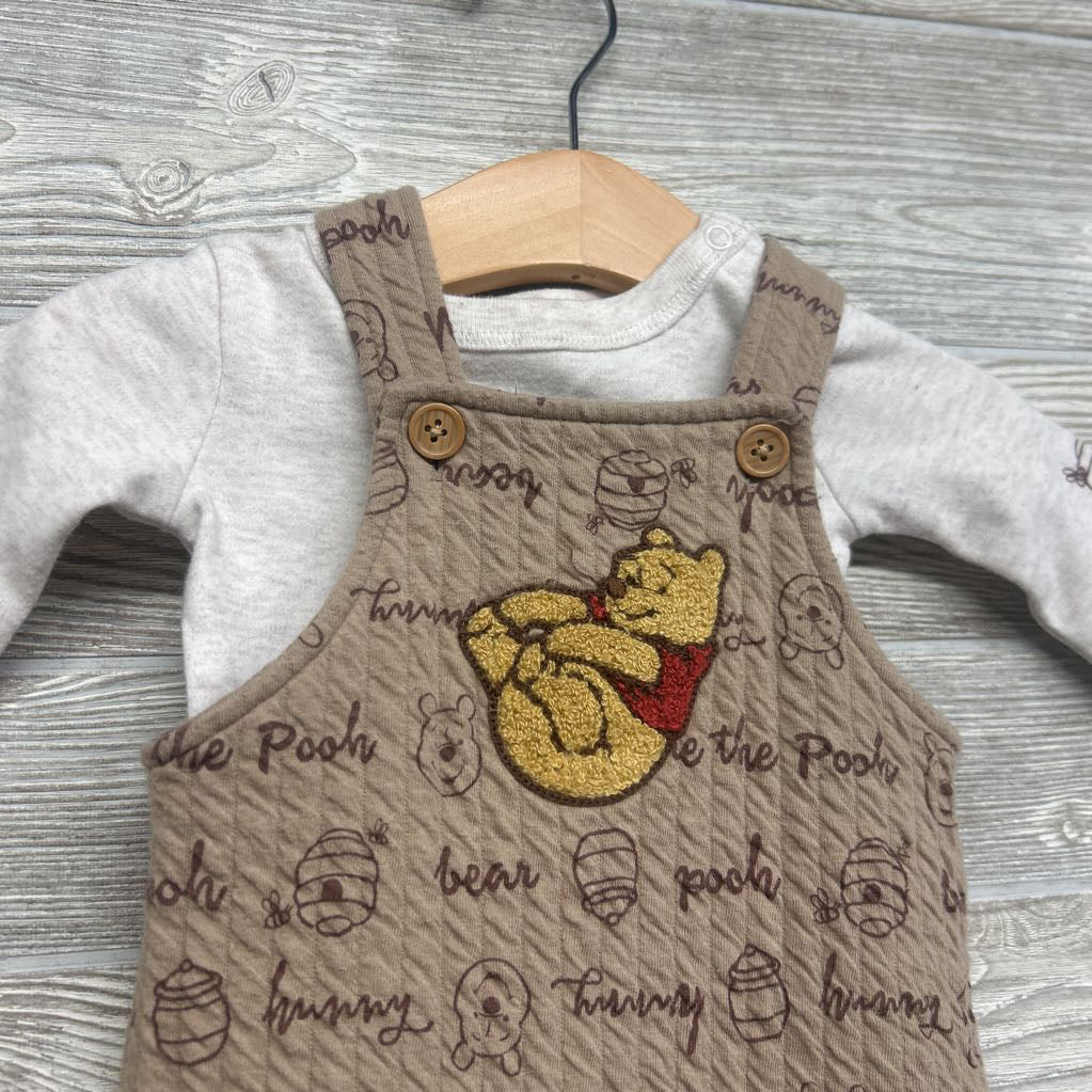 Matelasse Overalls Winnie The Pooh & LS Shirt NB