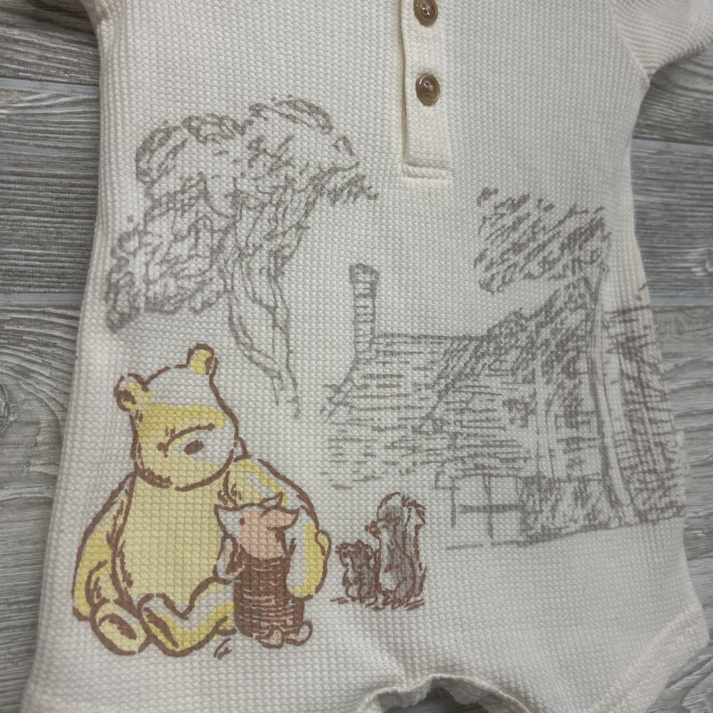 Waffle Knit Shorty Romper Pooh Piglet 0-3M