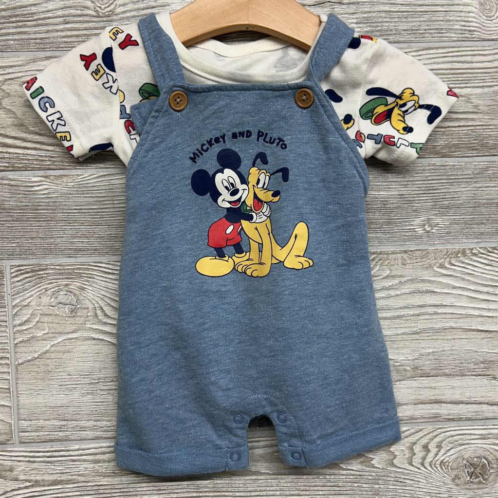 French Terry Shortalls & Shirt Mickey Pluto 0-3M