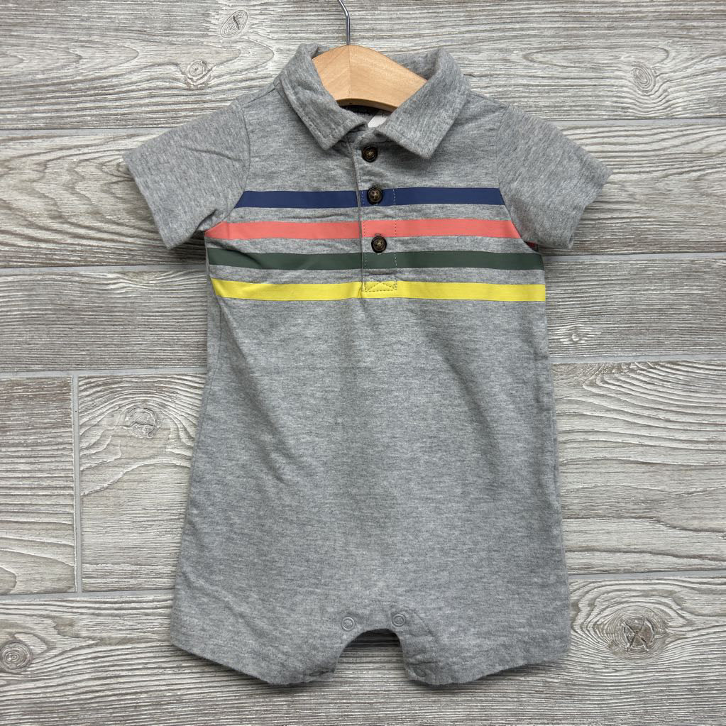 Henley Shorty Romper Stripes 12M