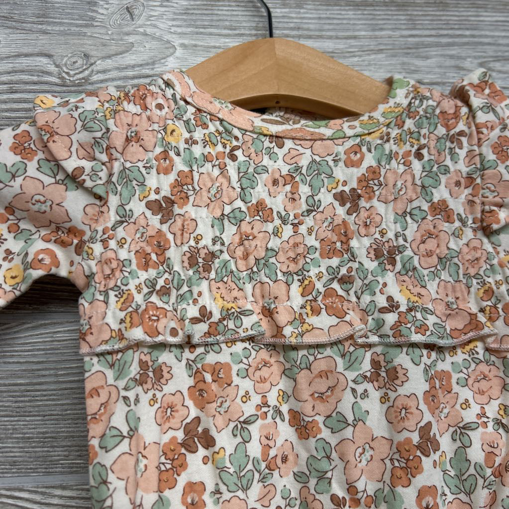 LS Romper Flowers Ruffle 3-6M