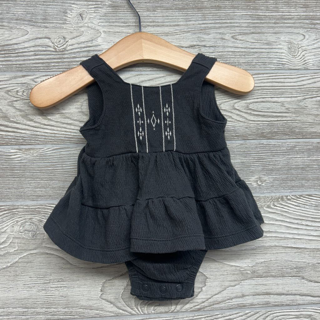 Textured Tank Romper Embroidered 0-3M