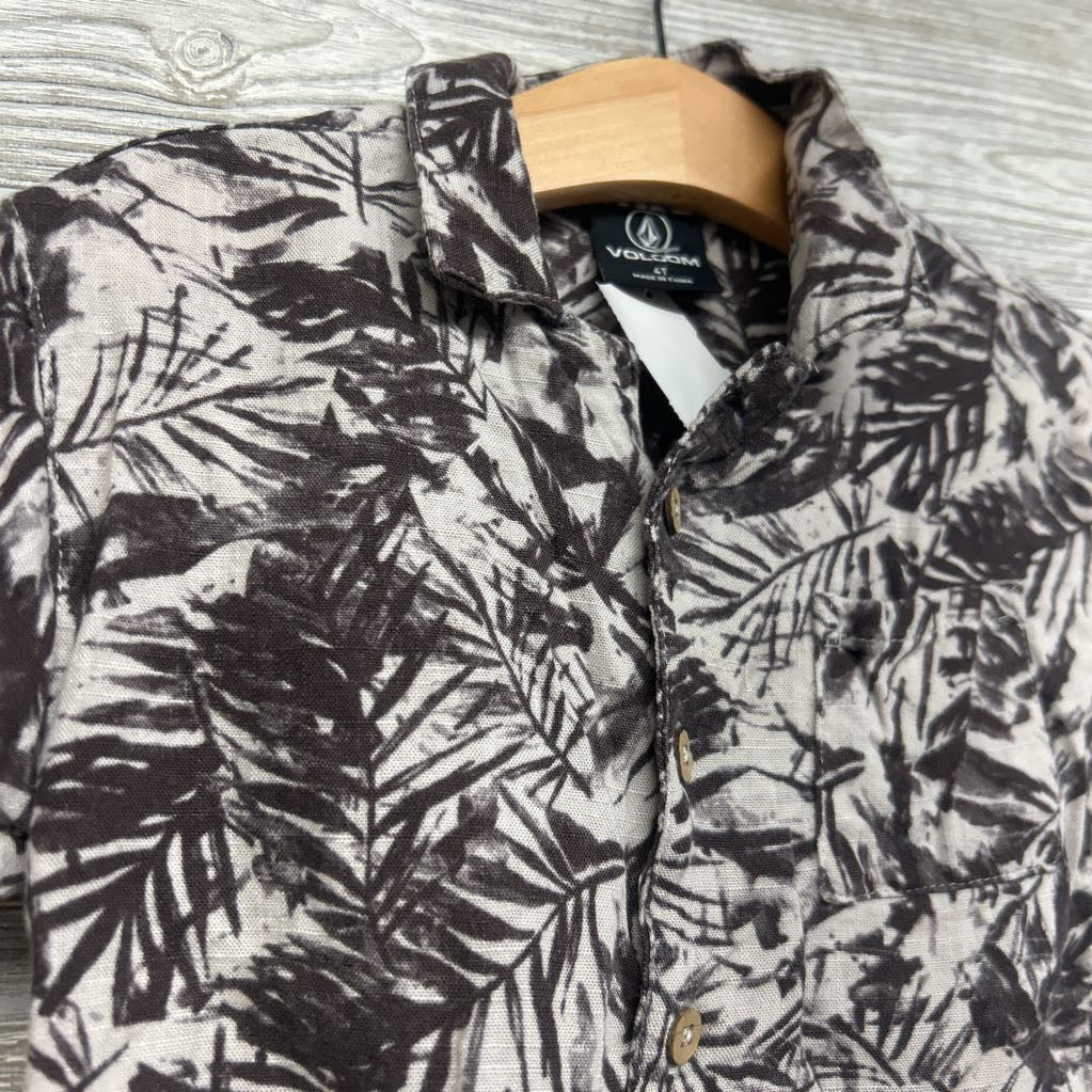 Linen Blend Button Up Shirt Leaves 4T