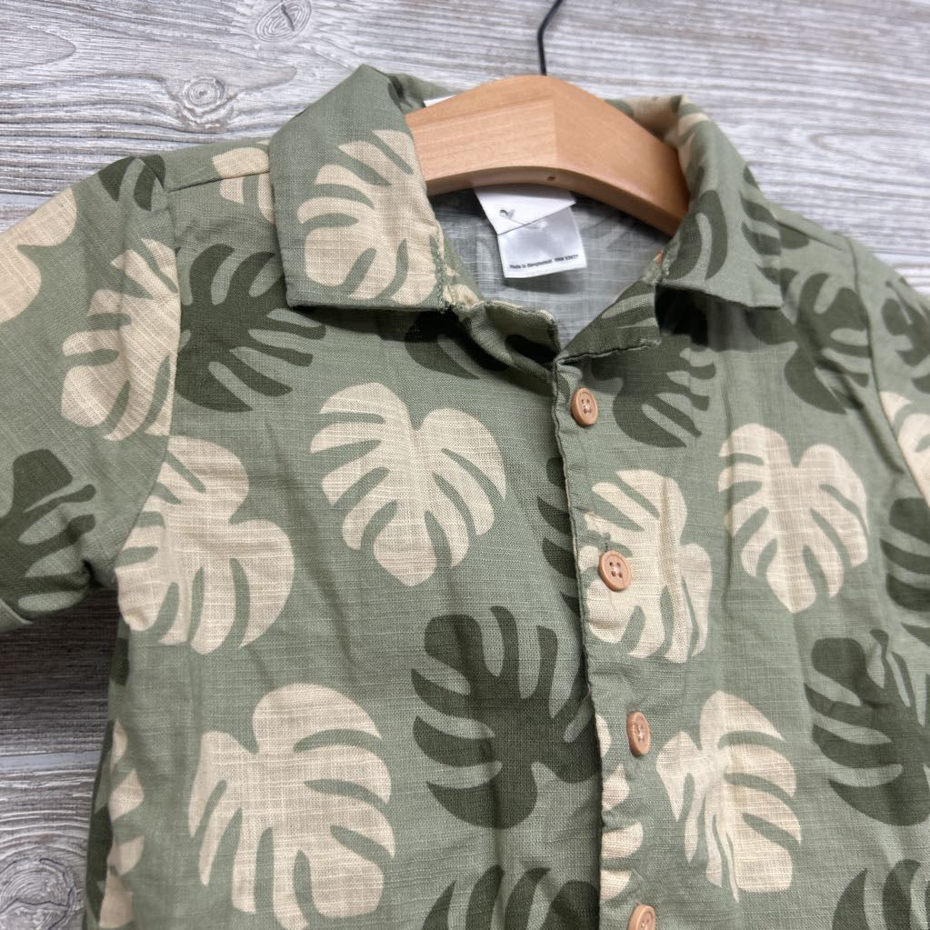 Button Up Shirt Leaves 2T