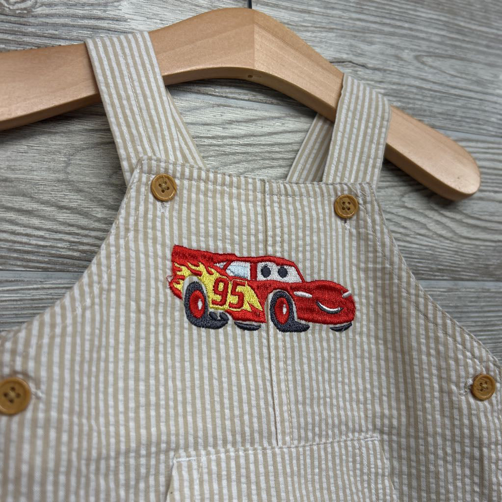 Seersucker Shortalls Lightning McQueen 0-3M