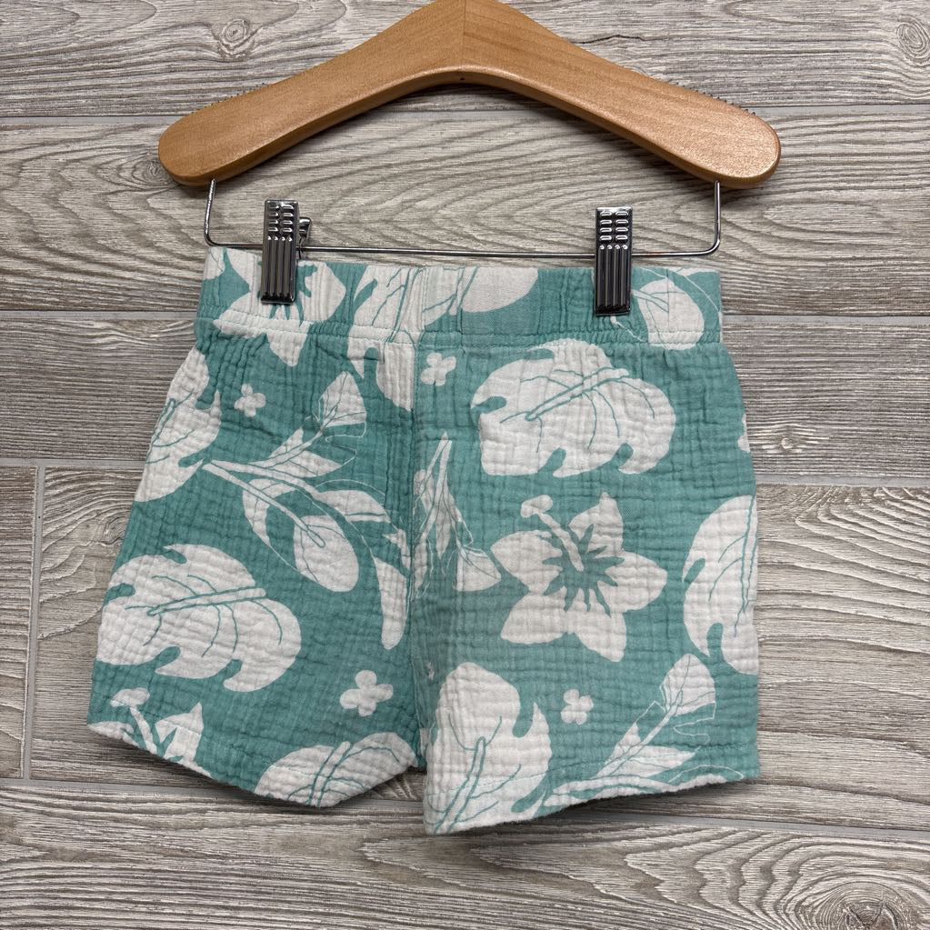 Gauze Button Up Shirt & Shorts Leaves 5T