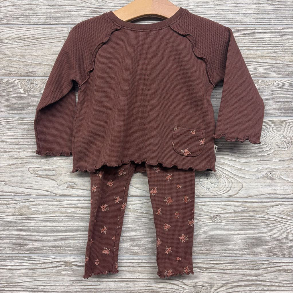 LS Waffle Knit Shirt Ruffle & Leggings Flowers 18M