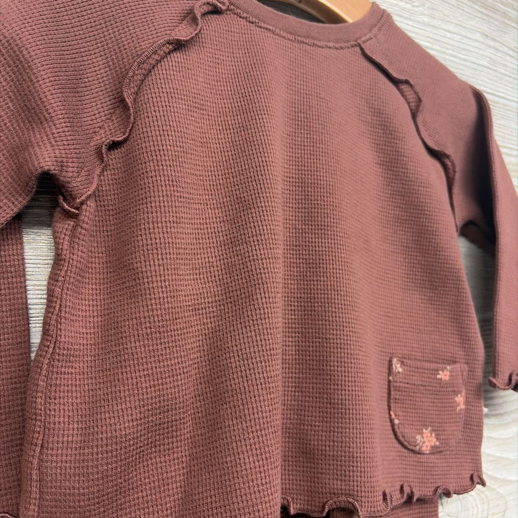 LS Waffle Knit Shirt Ruffle & Leggings Flowers 18M