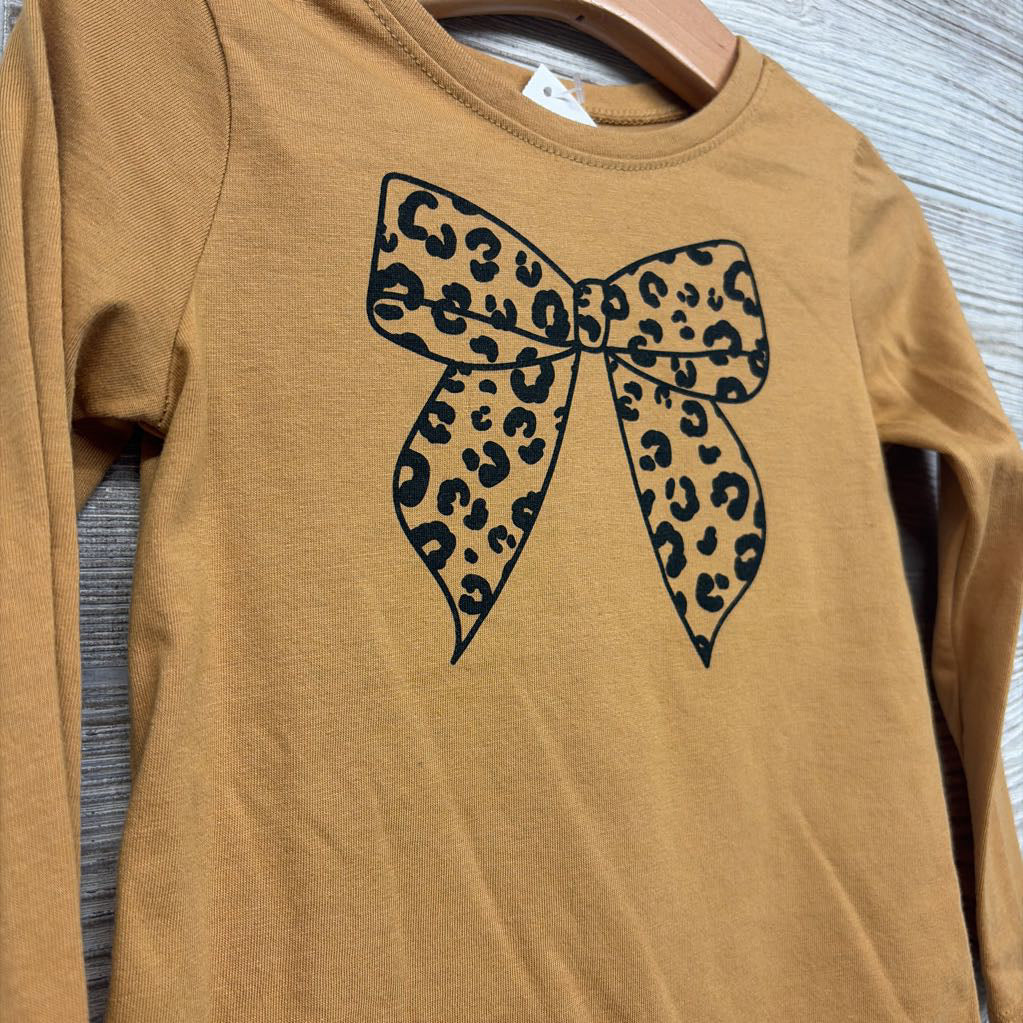LS Shirt Bow & Animal Print Leggings 3T
