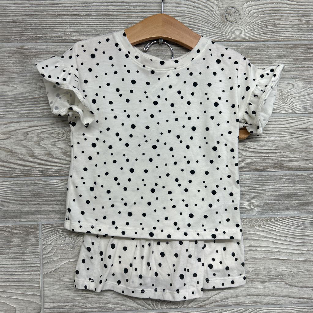 Shirt Ruffle Sleeves & Skort Dots 2T