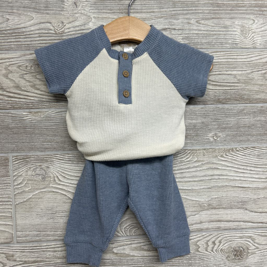 Waffle Knit Henley Bodysuit & Pants 0-3M