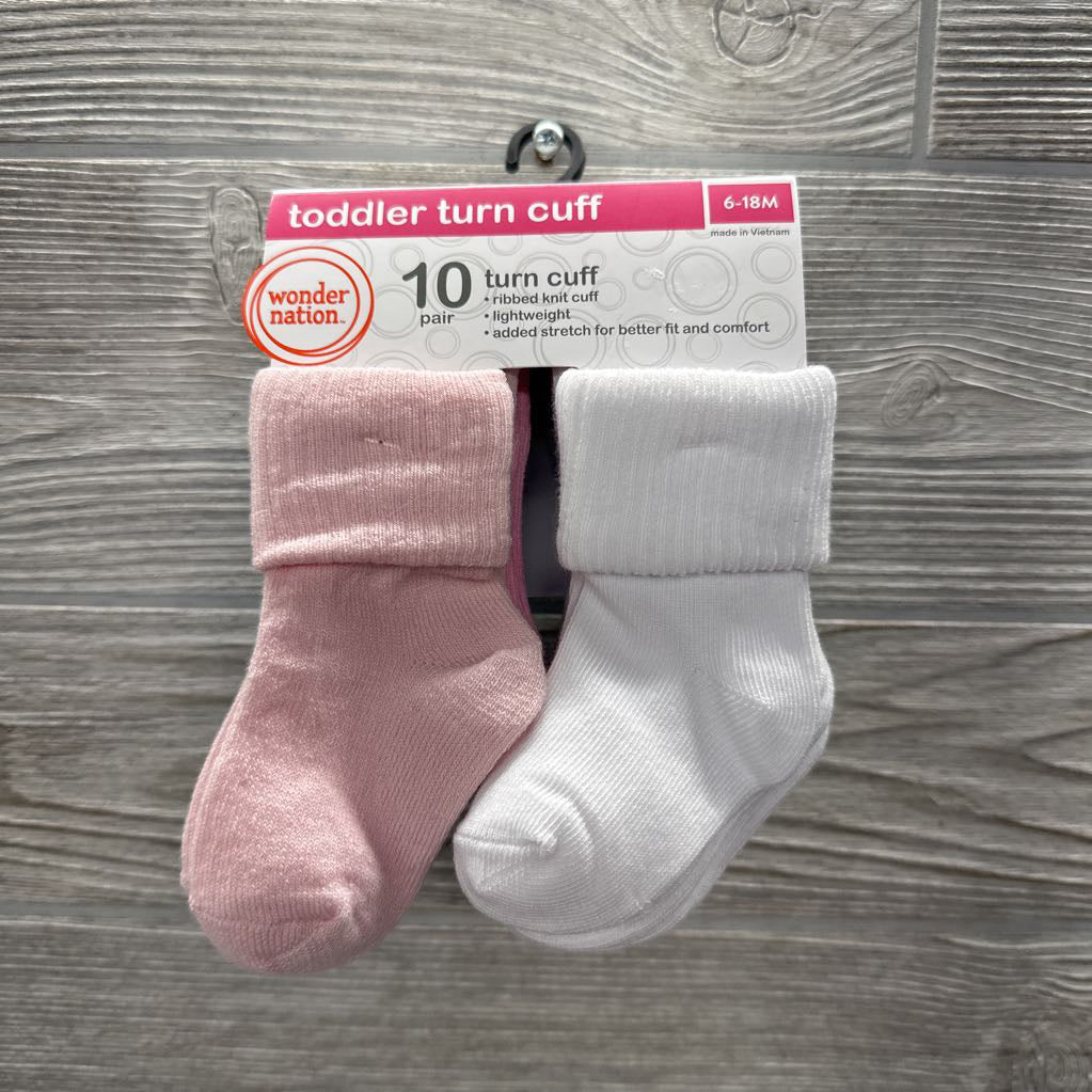 NEW 10 Pk Turn Cuff Socks 6-18M