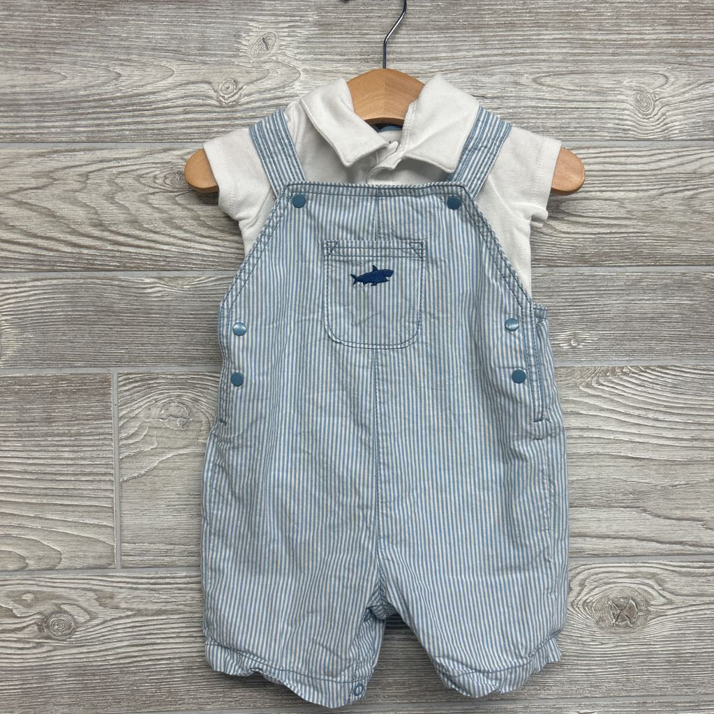 Overalls W/ Stripes & Polo Shirt 12M