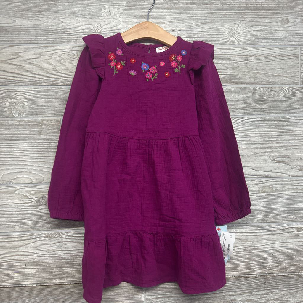 NEW Tiered Dress Embroidered Flowers 4-5
