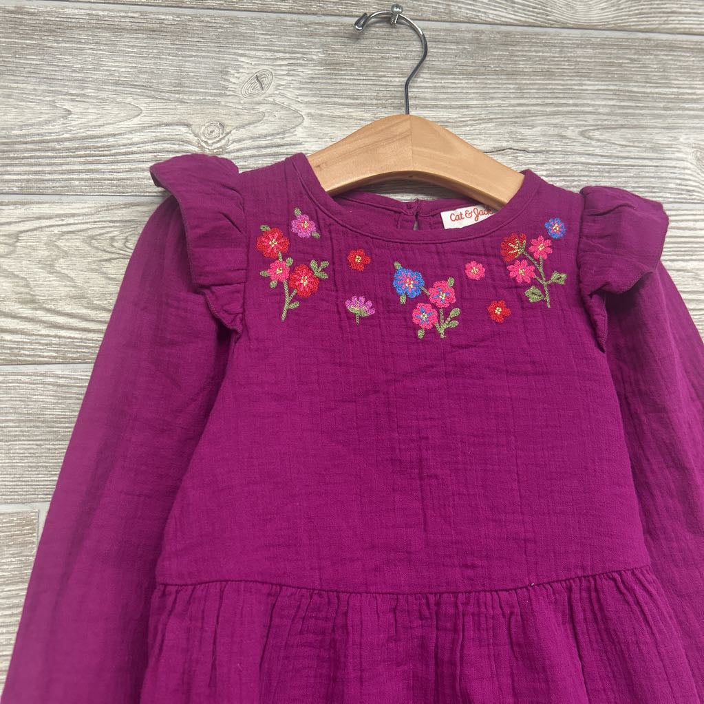 NEW Tiered Dress Embroidered Flowers 4-5