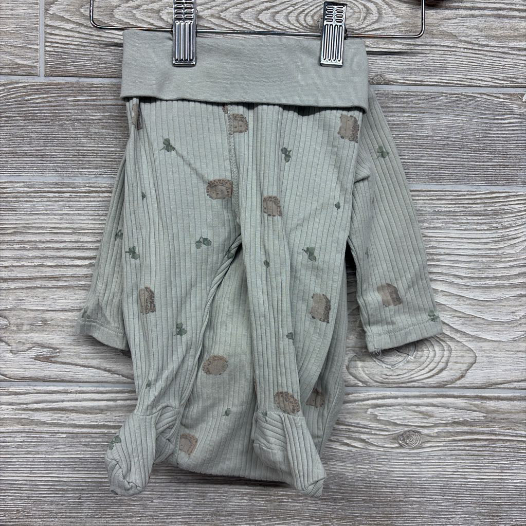 LS Ribbed Side Snap Bodysuit & Footed Pants Hedgehogs NB