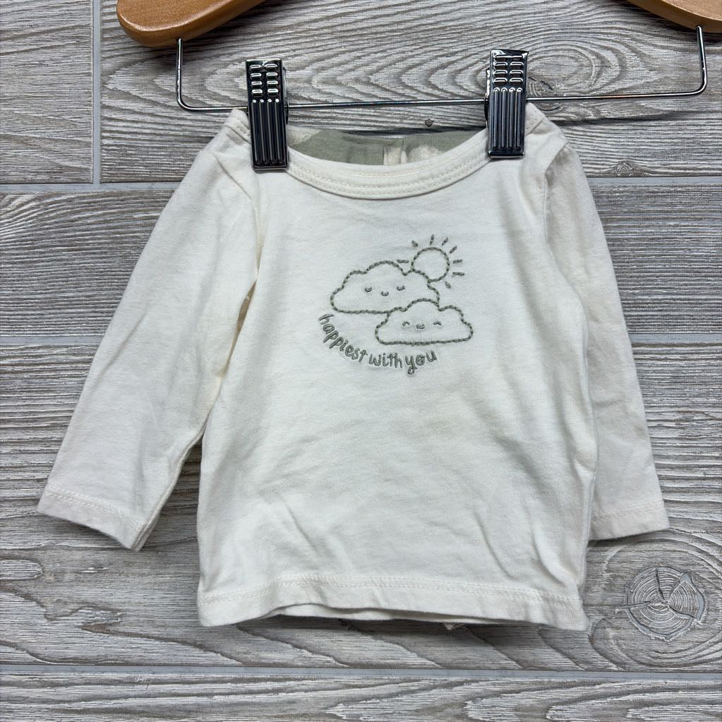 LS Shirt Happiest With You & Pants Clouds W/ Hat NB