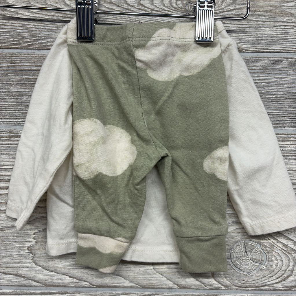 LS Shirt Happiest With You & Pants Clouds W/ Hat NB