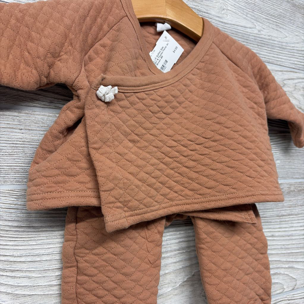 LS Quilted Side Snap Shirt & Footed Pants W/ Bib 6M
