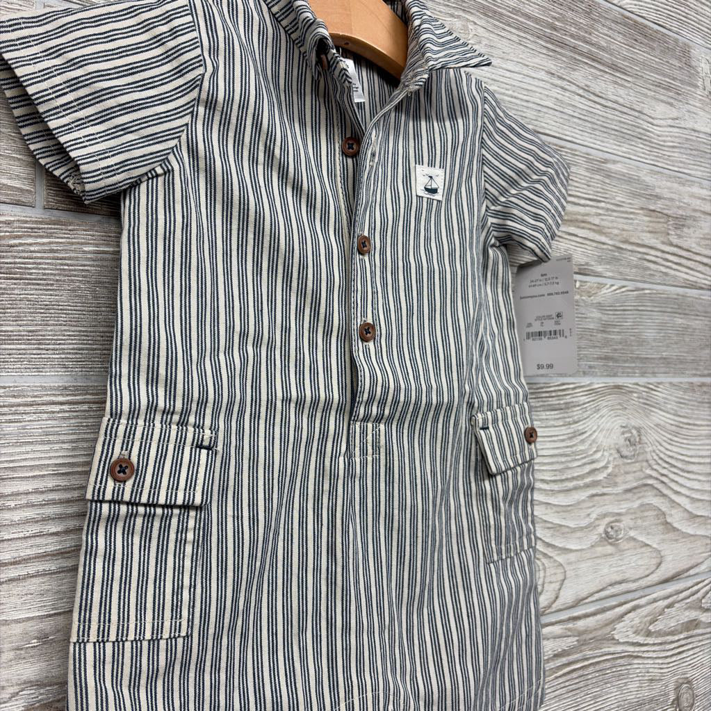 NEW Button Up Shorty Romper Stripes 6M