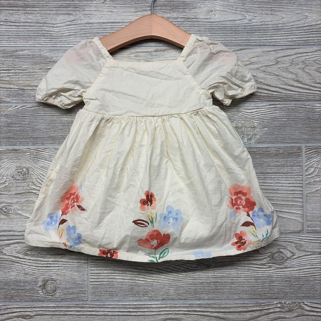 Puff Sleeve Smocked Dress Flowers 9M