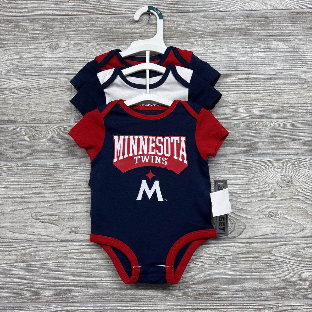 NEW 3 Pk Bodysuit Minnesota Twins 0-3M