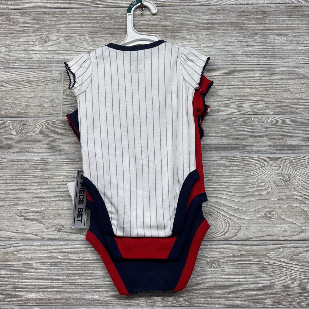 NEW 3 Pk Bodysuit Minnesota Twins Ruffles 0-3M
